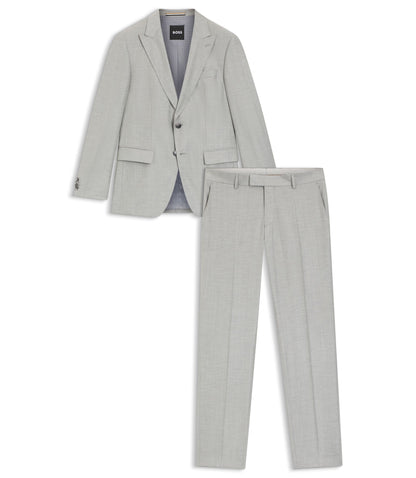 Boss Two Piece Slim Fit Suit In A Wool Blend Silver