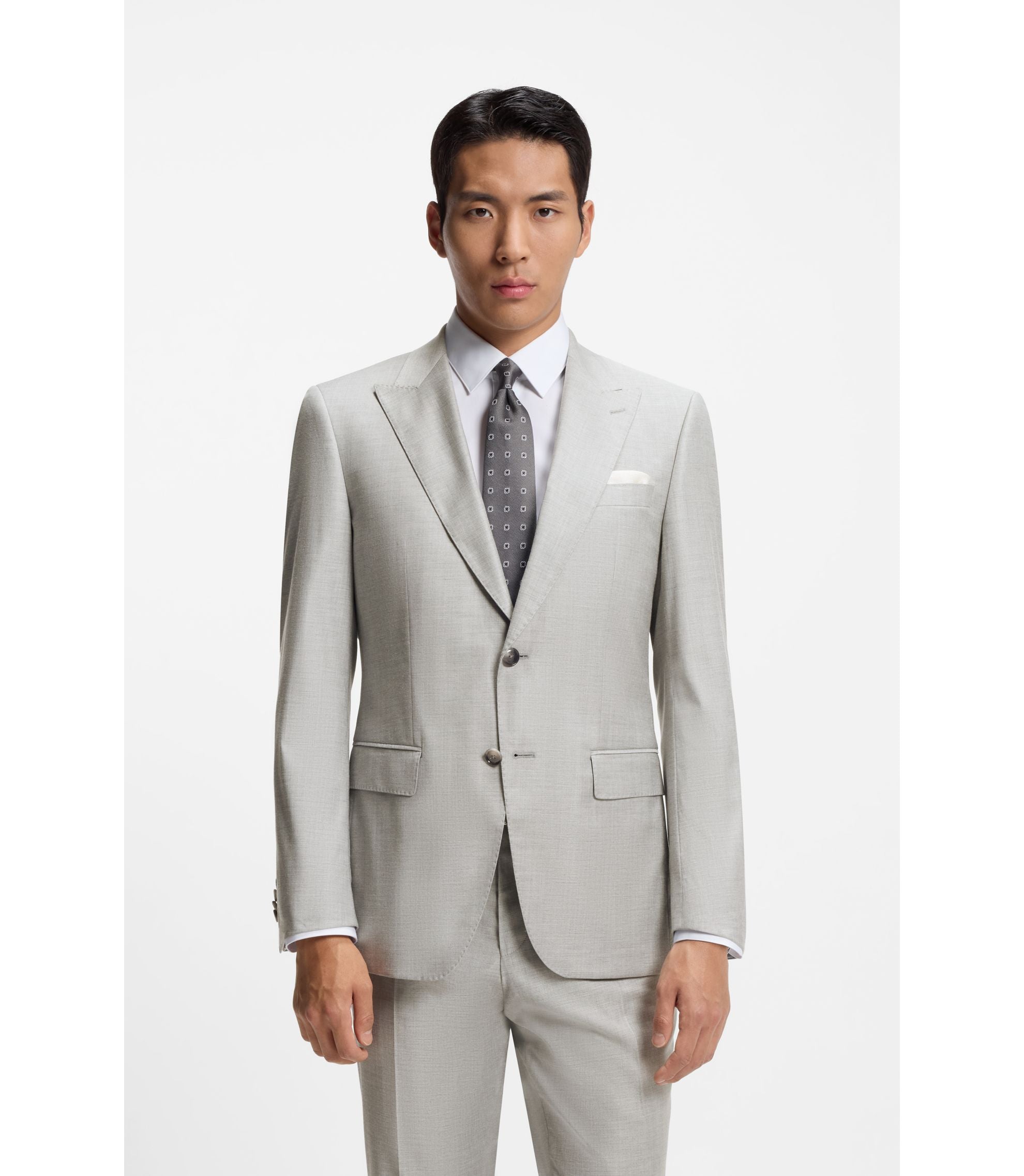 Boss Two Piece Slim Fit Suit In A Wool Blend Silver