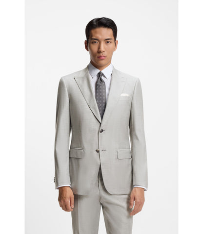 Boss Two Piece Slim Fit Suit In A Wool Blend Silver