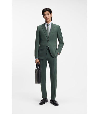Boss Washable Slim Fit Trousers In Stretch Cloth Light Green