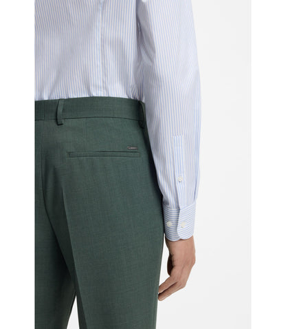 Boss Washable Slim Fit Trousers In Stretch Cloth Light Green