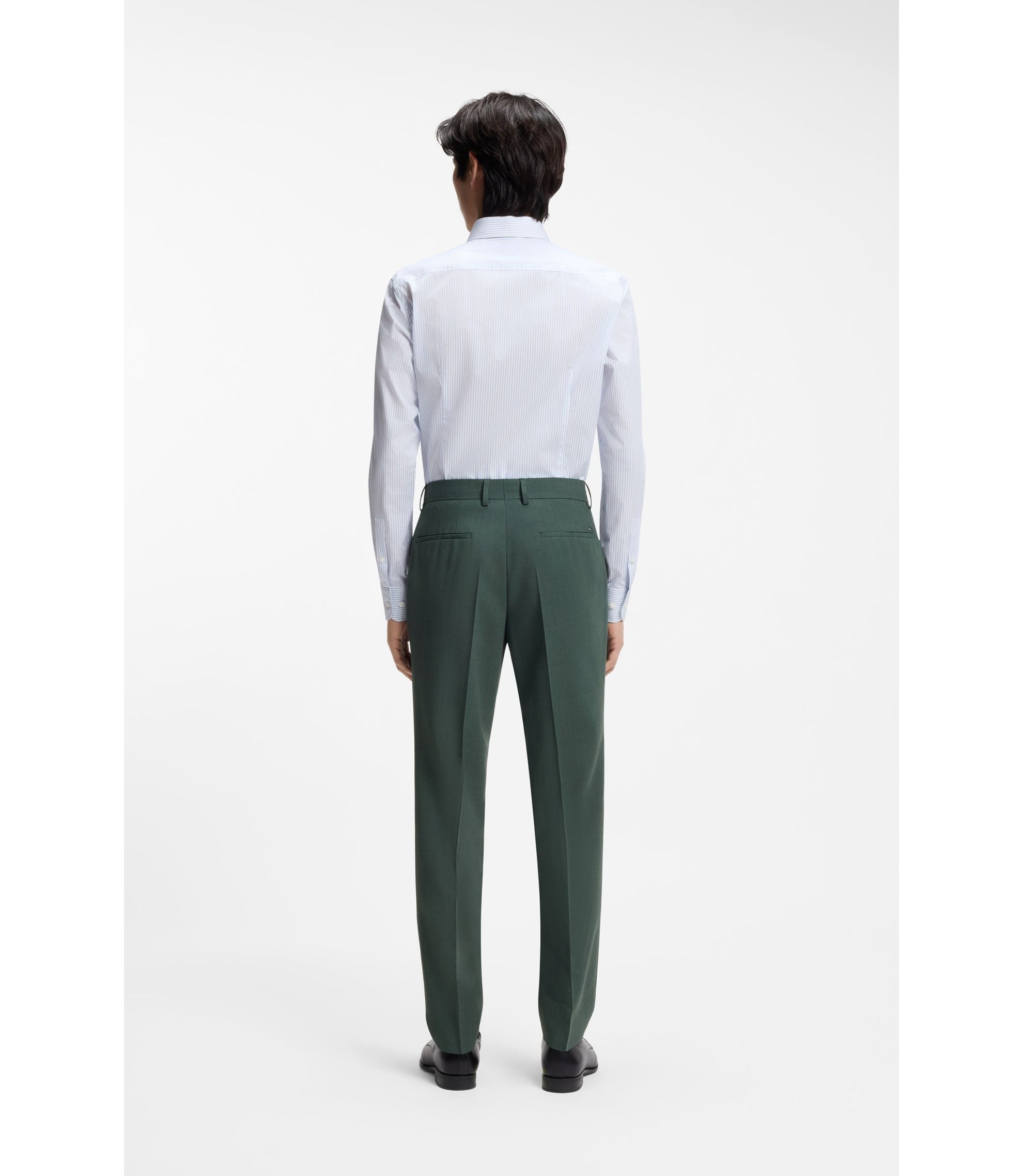 Boss Washable Slim Fit Trousers In Stretch Cloth Light Green
