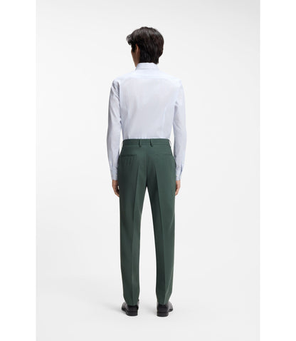 Boss Washable Slim Fit Trousers In Stretch Cloth Light Green