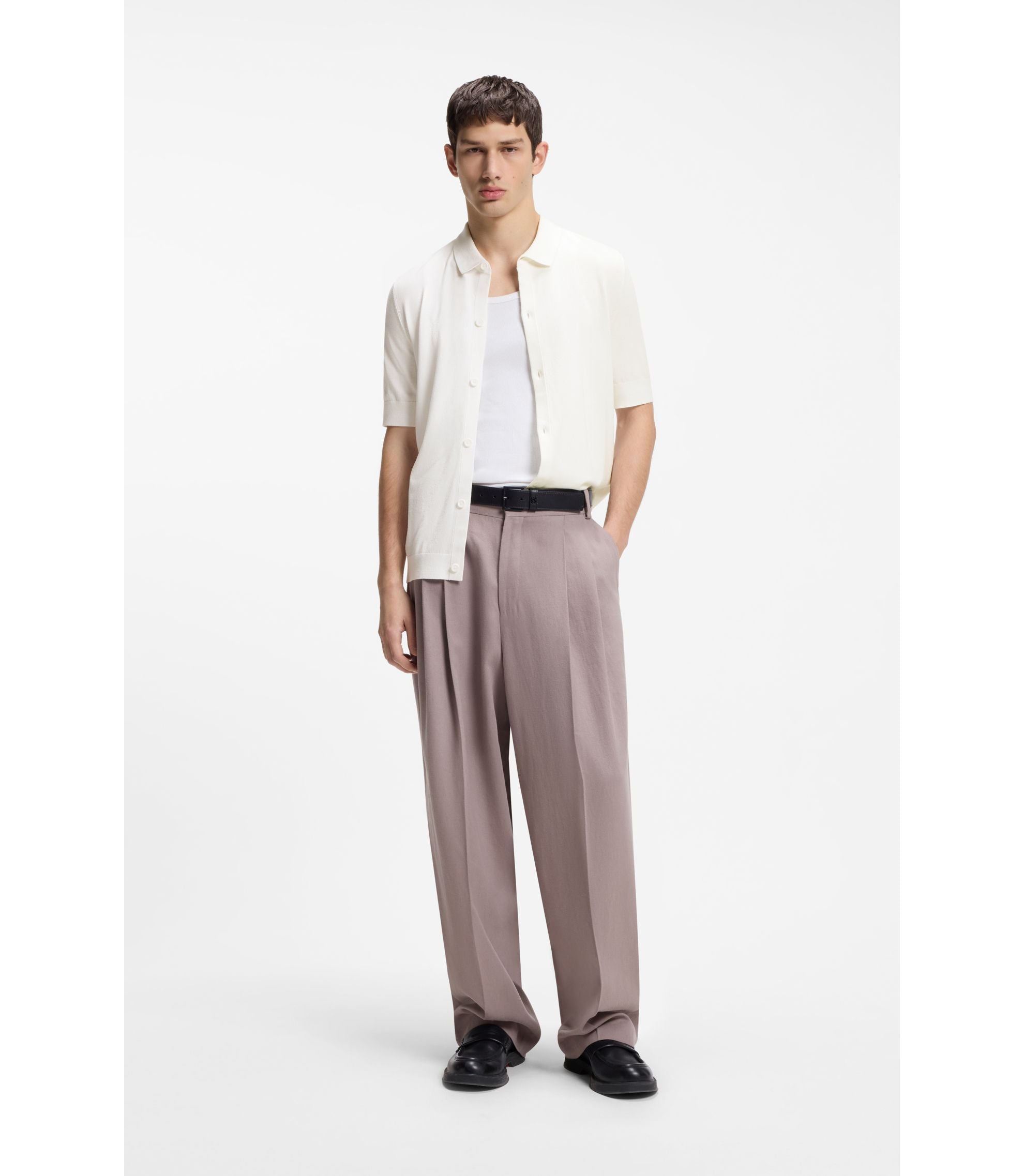 Hugo Regular Fit Shirt With Knitted Structure White