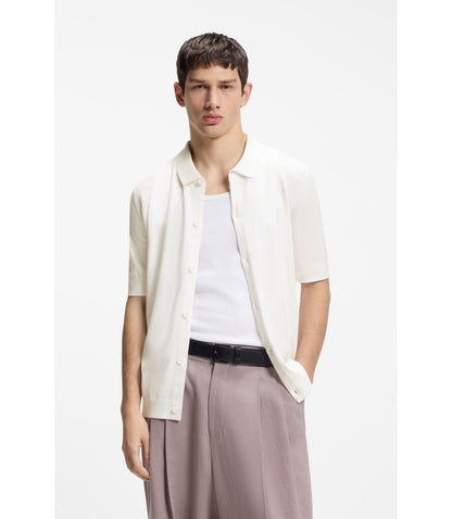 Hugo Regular Fit Shirt With Knitted Structure White