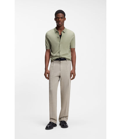 Hugo Regular Fit Shirt With Knitted Structure Light Green