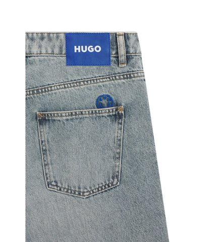 Hugo Ocean Blue Loose Fit Jeans In Rigid Denim Blue Women's