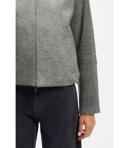 Boss Modern Fit Blazer In Boiled Virgin Wool Grey Women's