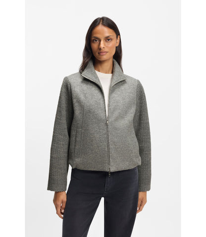 Boss Modern Fit Blazer In Boiled Virgin Wool Grey Women's