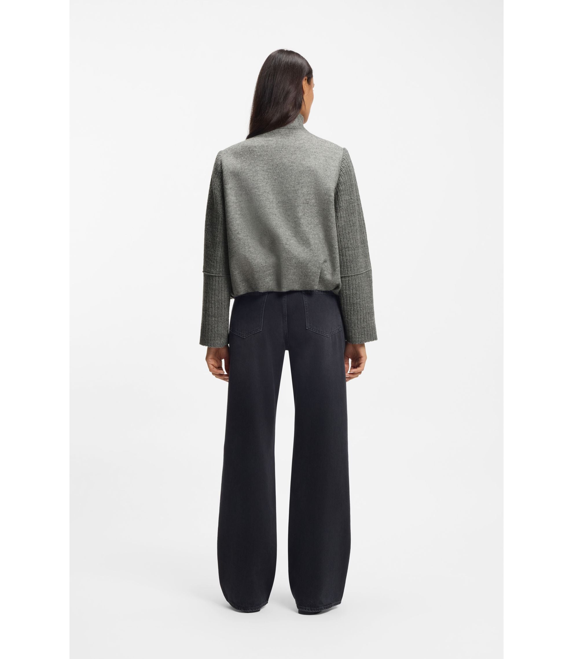 Boss Modern Fit Blazer In Boiled Virgin Wool Grey Women's