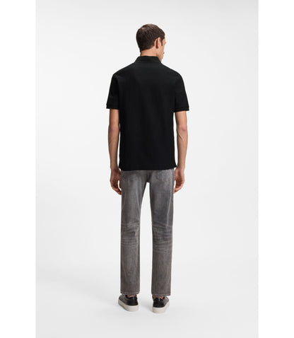 Boss Monogram Jacquard Polo Shirt In Cotton Black
