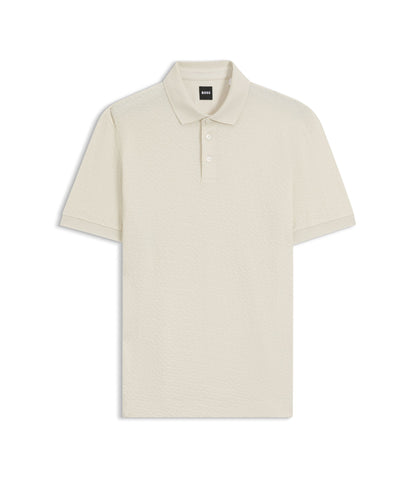 Boss Monogram Jacquard Polo Shirt In Cotton White
