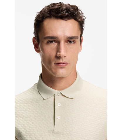 Boss Monogram Jacquard Polo Shirt In Cotton White