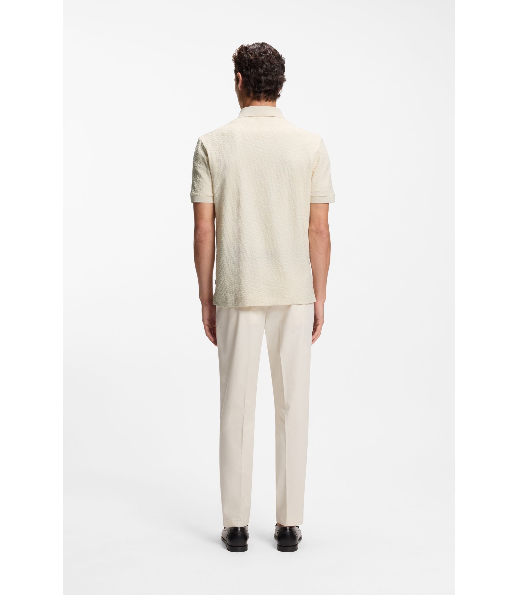 Boss Monogram Jacquard Polo Shirt In Cotton White