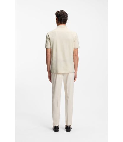 Boss Monogram Jacquard Polo Shirt In Cotton White