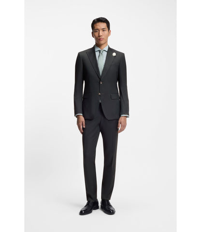 Boss Melange Slim Fit Trousers In A Wool Blend Light Green