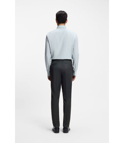 Boss Melange Slim Fit Trousers In A Wool Blend Light Green