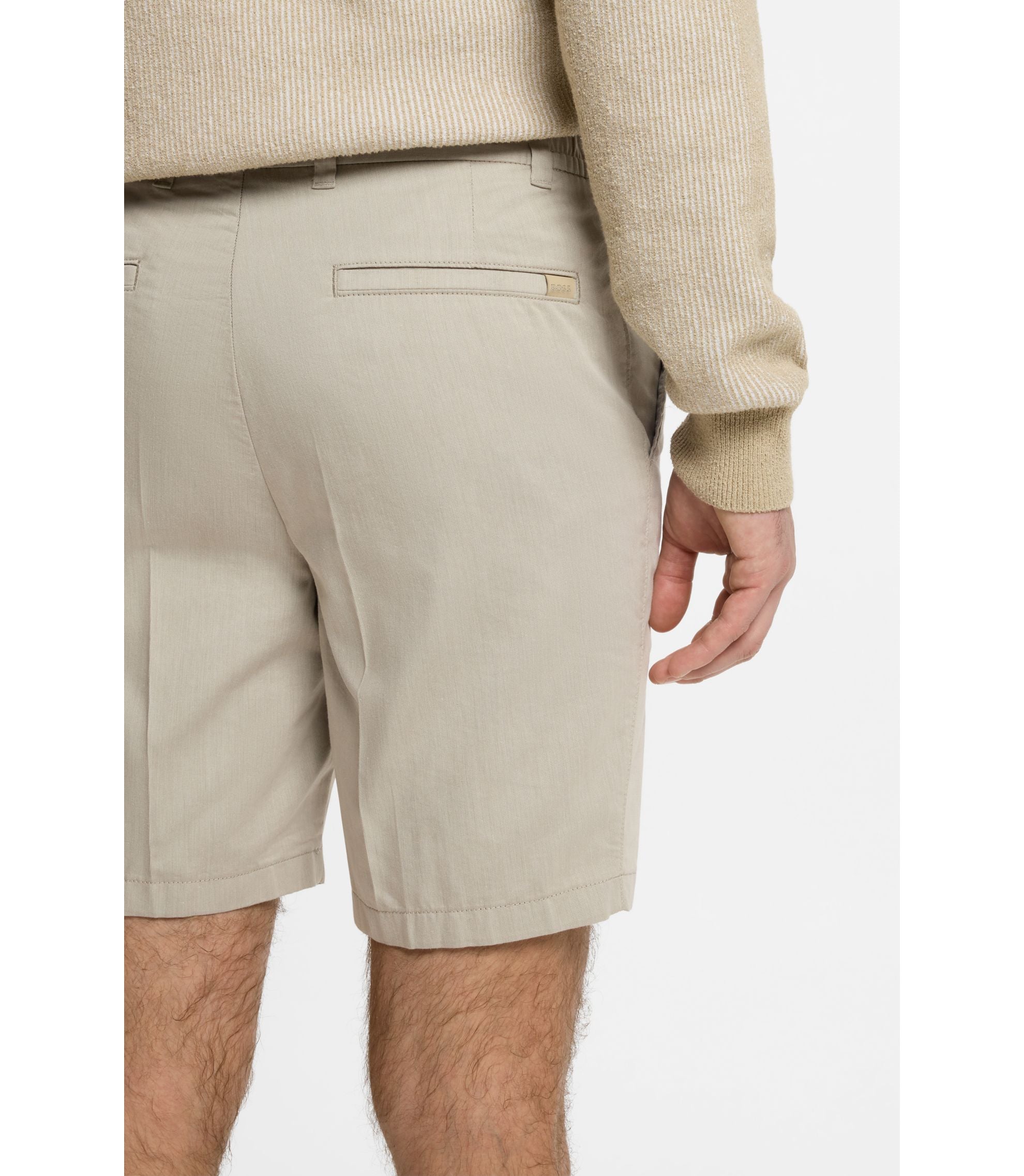 Boss Stretch Cotton Shorts In A Modern Fit Light Beige
