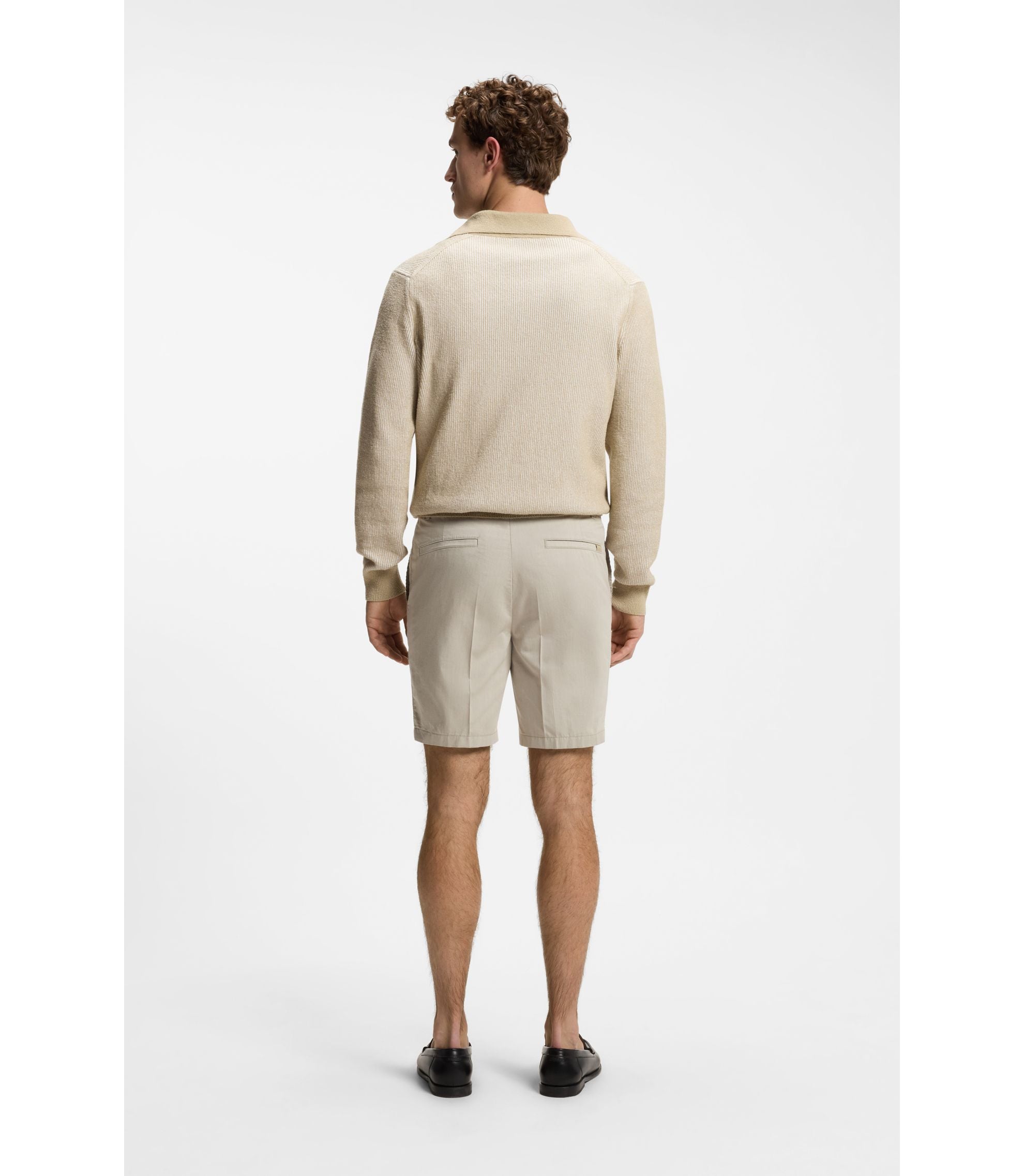 Boss Stretch Cotton Shorts In A Modern Fit Light Beige