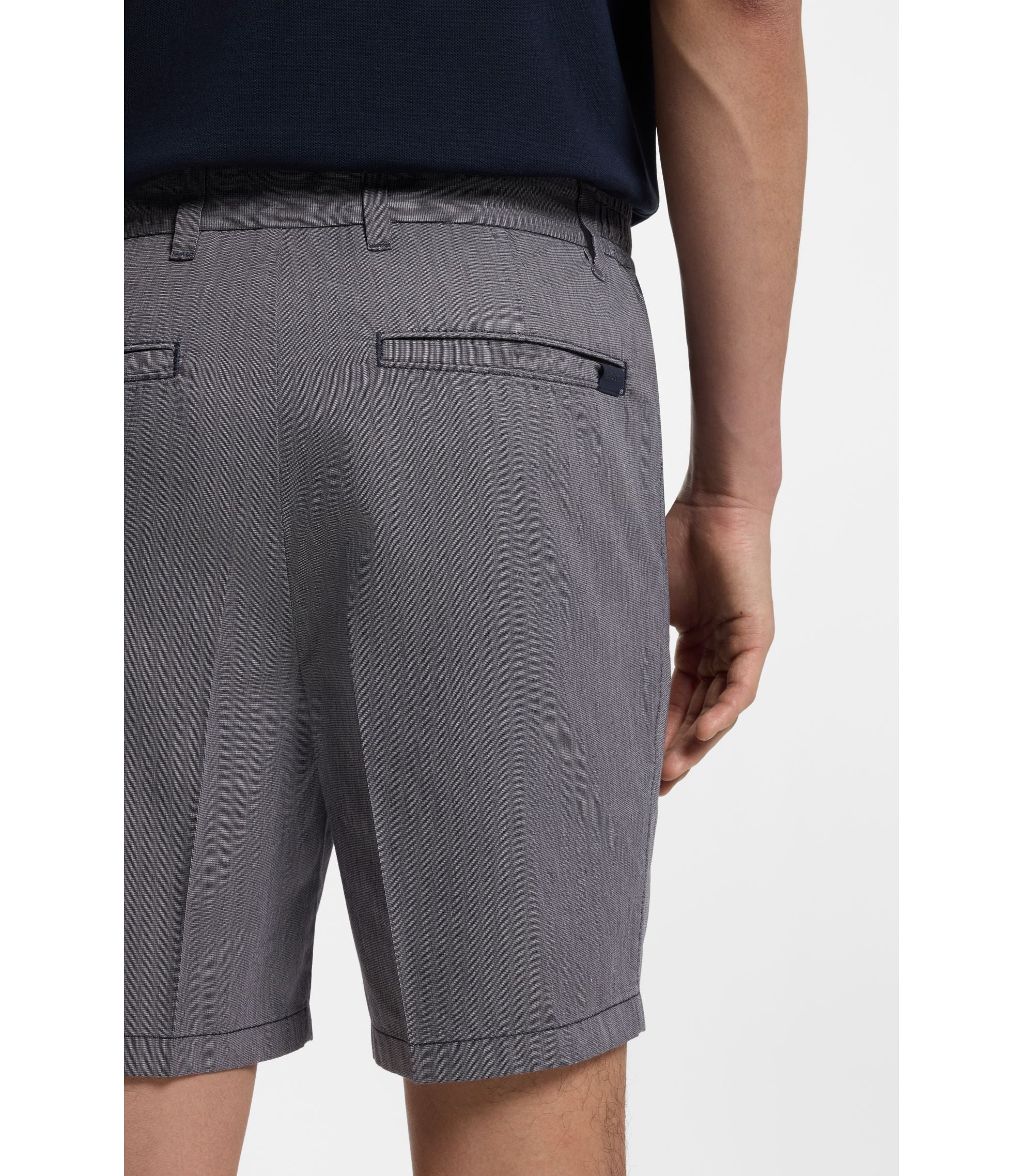 Boss Stretch Cotton Shorts In A Modern Fit Dark Blue