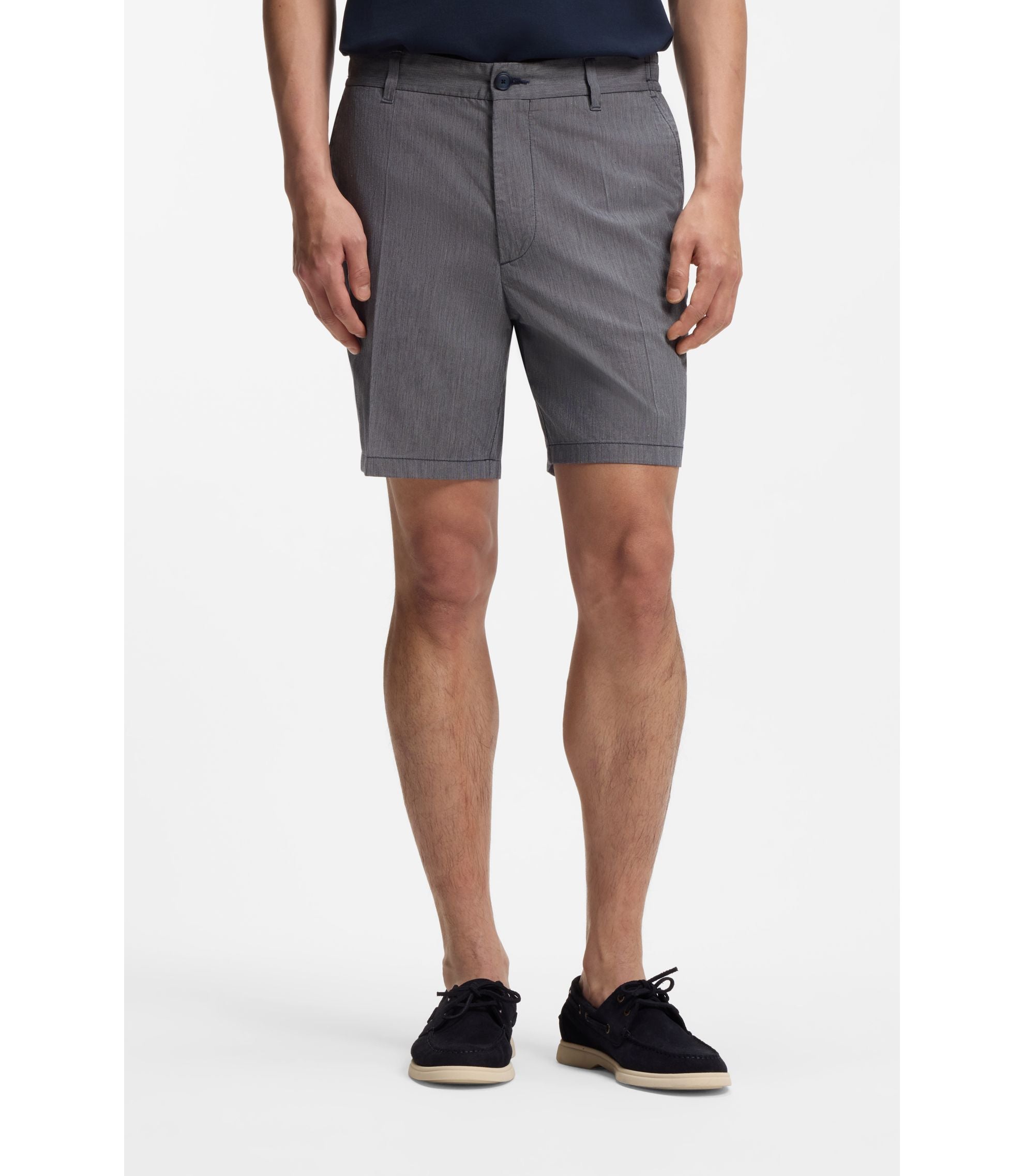 Boss Stretch Cotton Shorts In A Modern Fit Dark Blue