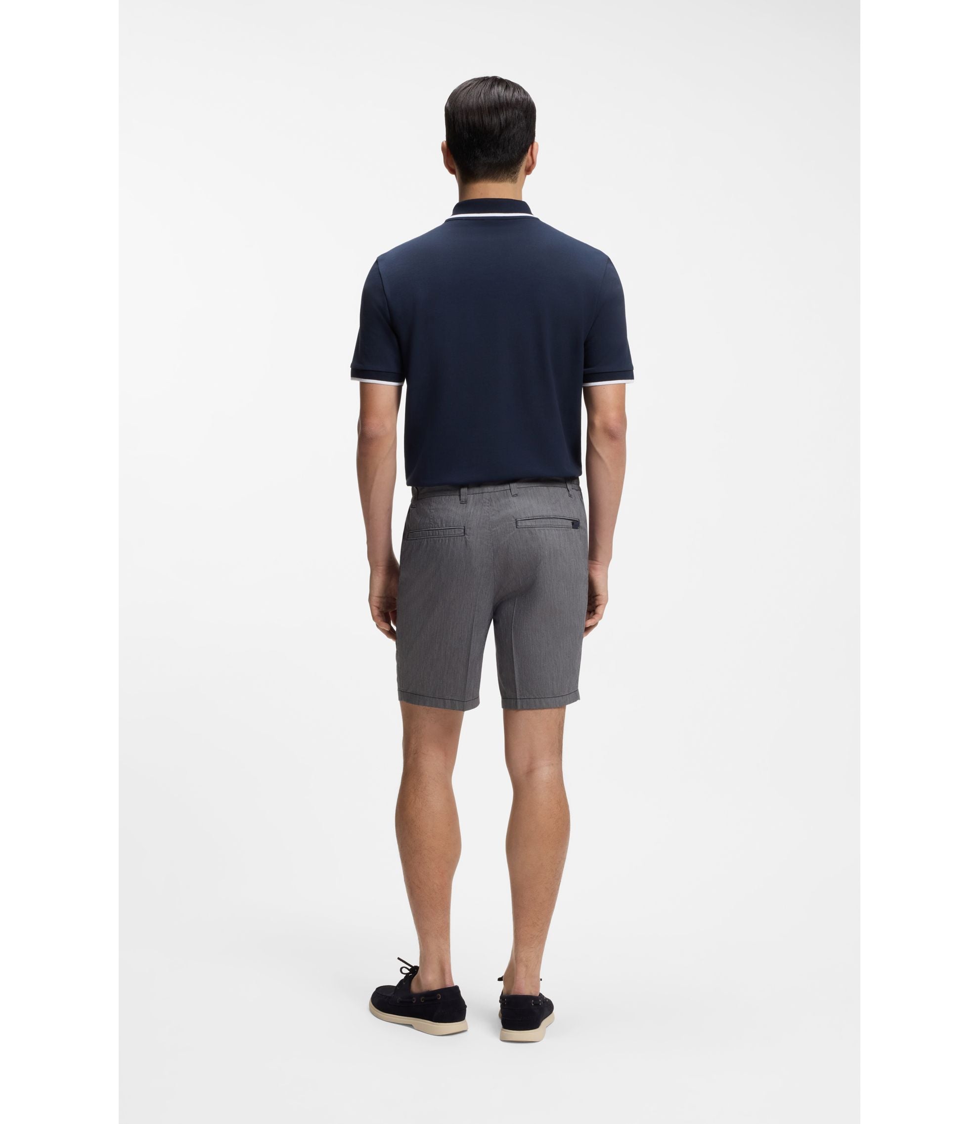 Boss Stretch Cotton Shorts In A Modern Fit Dark Blue
