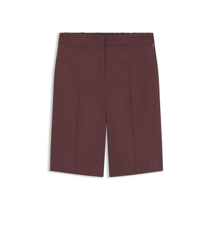 Boss Relaxed Fit Shorts In A Linen Blend Dark Brown Women's