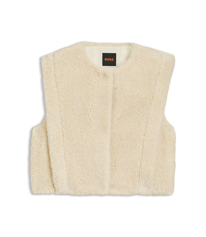 Boss Gilet In Plush Teddy Light Beige Women's