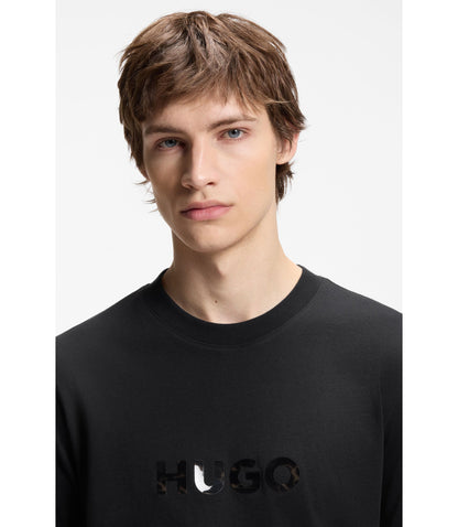Hugo Tortoise Logo T Shirt In Cotton Jersey Black
