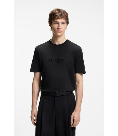 Hugo Tortoise Logo T Shirt In Cotton Jersey Black
