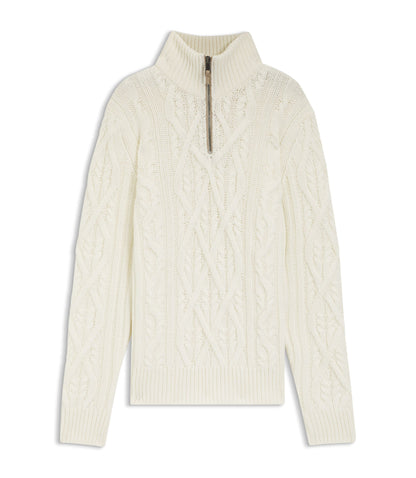 Boss Wool Cashmere Sweater With Cable Knit White