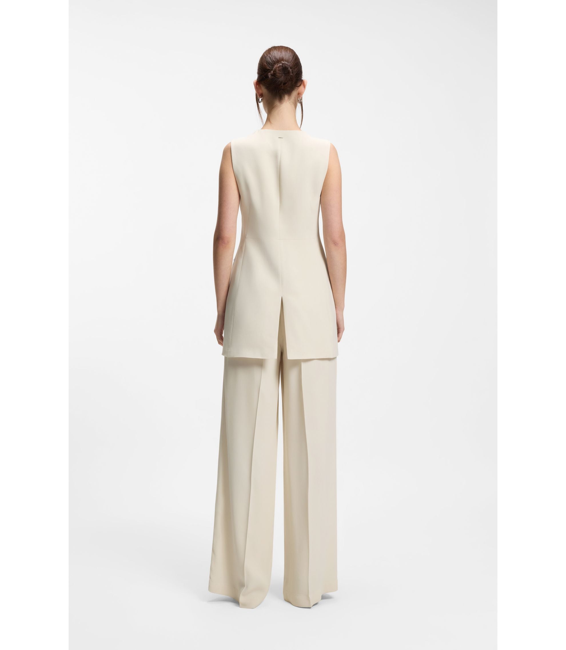 Boss Relaxed Fit Trousers In Fluid Crepe White Women's