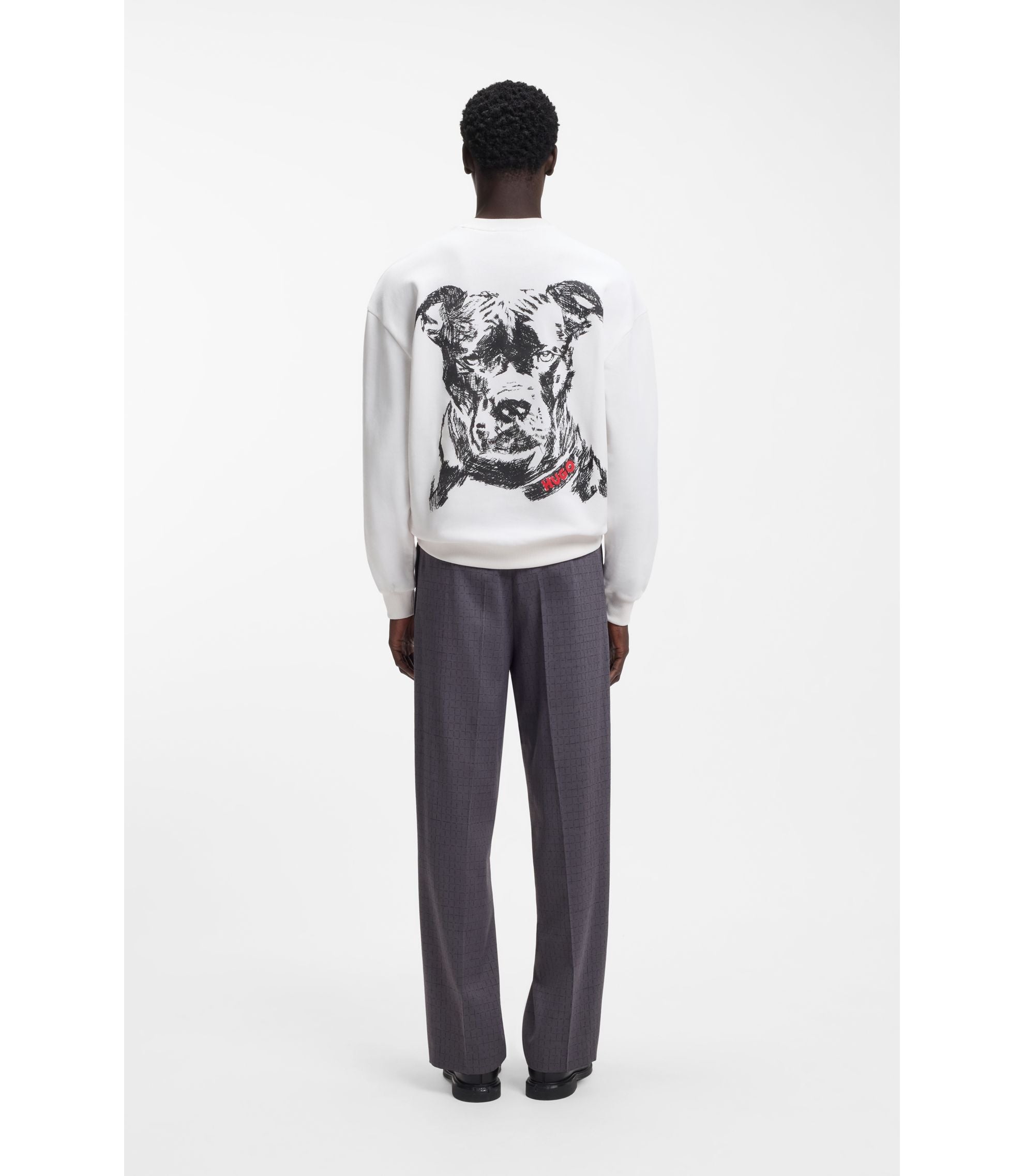 Hugo Animal Artwork Sweatshirt In Cotton Terry White