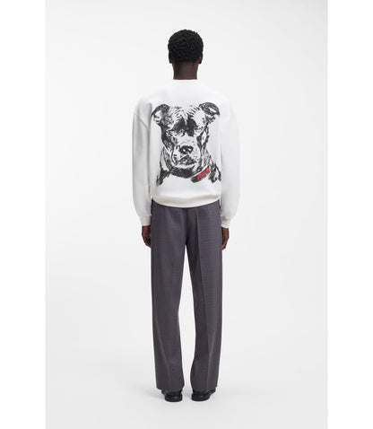 Hugo Animal Artwork Sweatshirt In Cotton Terry White