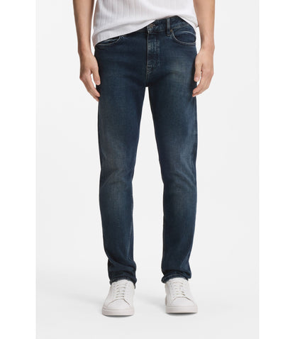 Boss Delaware Slim Fit Jeans In Soft Touch Denim Dark Blue