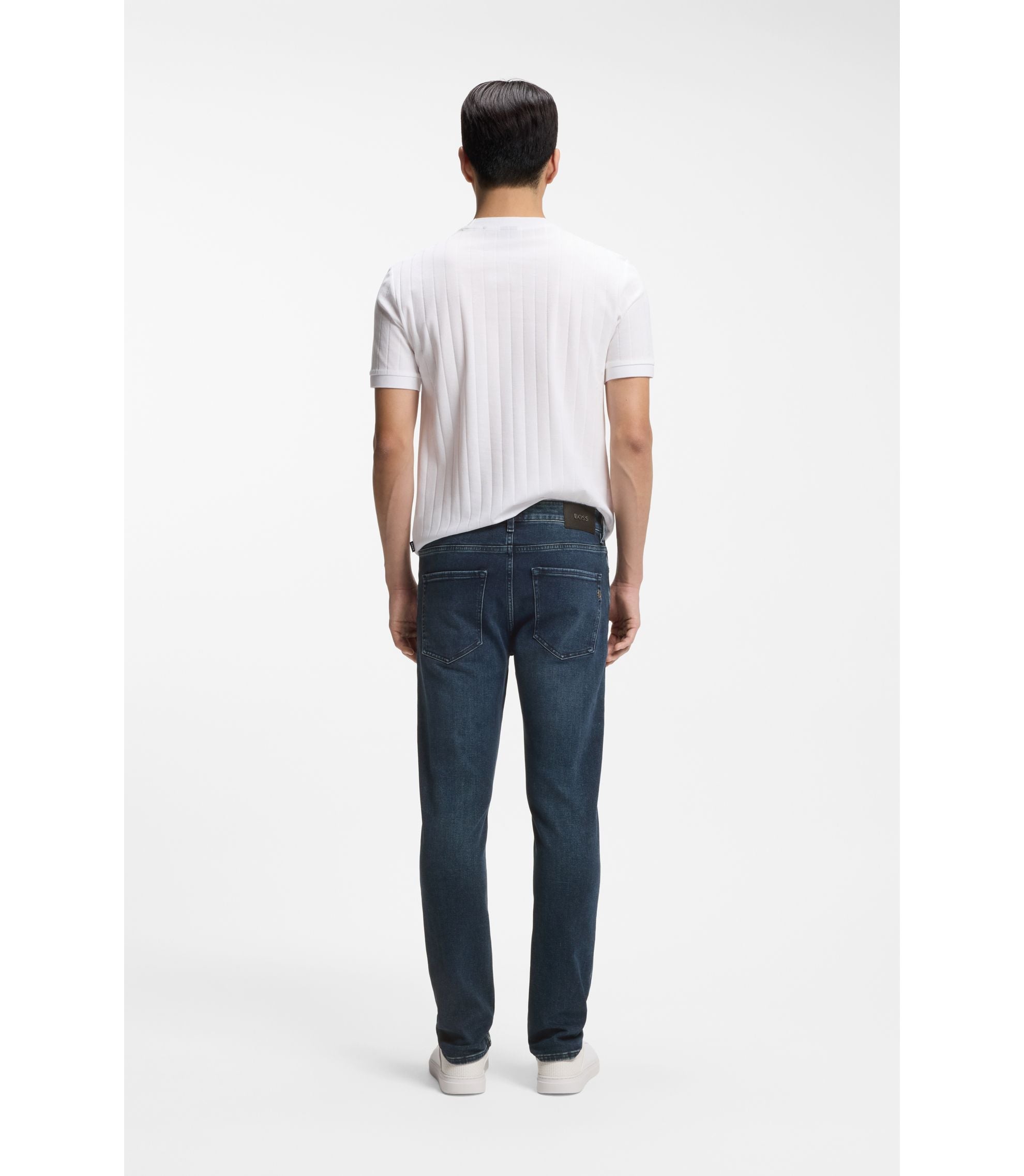 Boss Delaware Slim Fit Jeans In Soft Touch Denim Dark Blue
