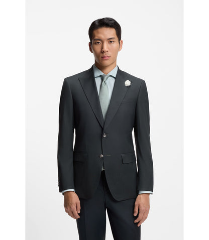 Boss Melange Slim Fit Jacket In A Wool Blend Light Green
