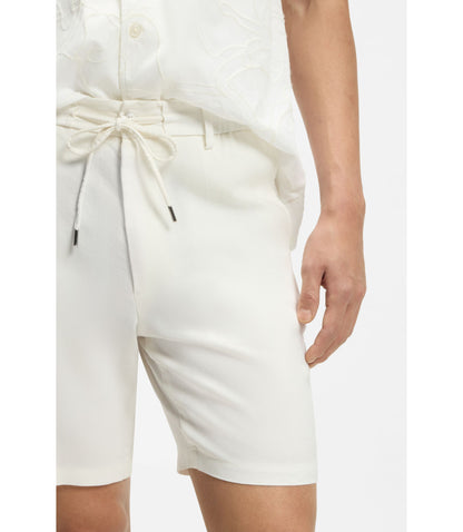 Boss Linen Blend Shorts In A Modern Fit White