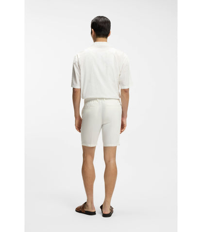 Boss Linen Blend Shorts In A Modern Fit White