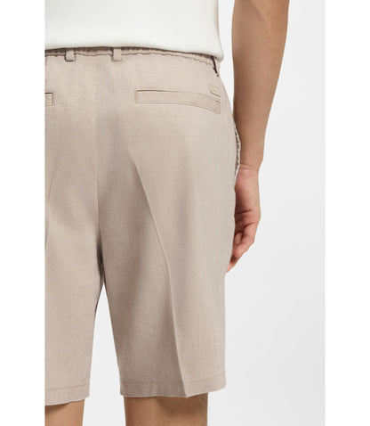 Boss Linen Blend Shorts In A Modern Fit Light Beige