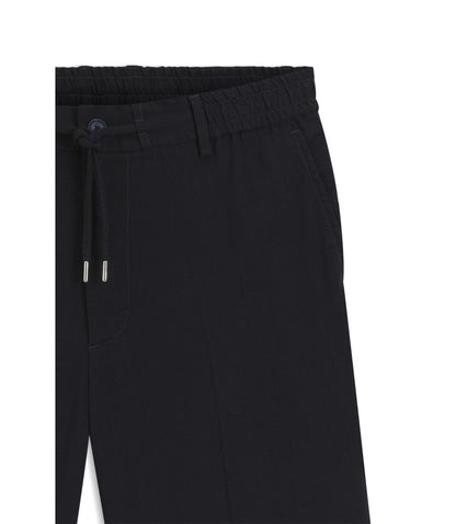 Boss Linen Blend Shorts In A Modern Fit Dark Blue
