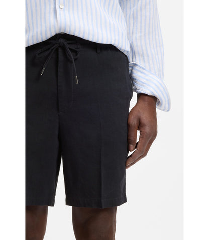 Boss Linen Blend Shorts In A Modern Fit Dark Blue
