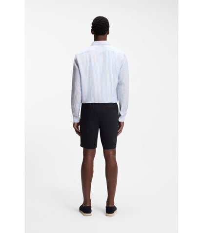 Boss Linen Blend Shorts In A Modern Fit Dark Blue