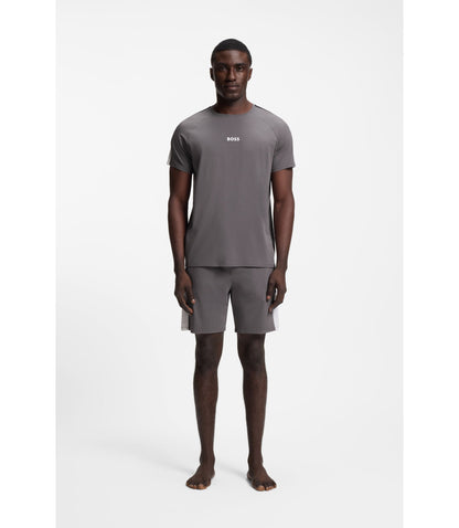 Boss Contrast Insert Pyjamas In A Cotton Blend Dark Grey