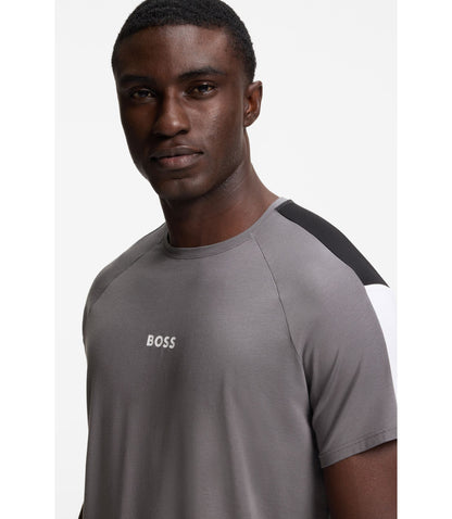 Boss Contrast Insert Pyjamas In A Cotton Blend Dark Grey