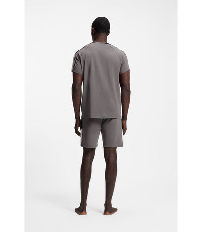 Boss Contrast Insert Pyjamas In A Cotton Blend Dark Grey