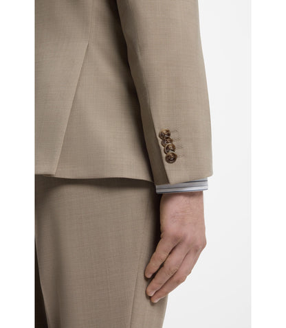 Hugo Two Piece Slim Fit Suit In Stretch Cloth Beige