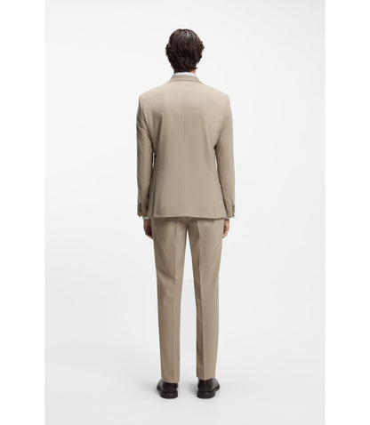 Hugo Two Piece Slim Fit Suit In Stretch Cloth Beige