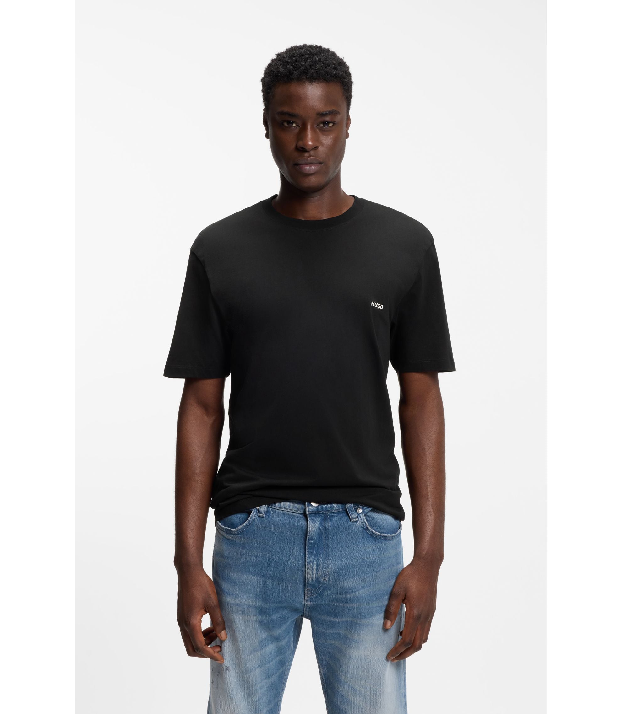 Hugo Cotton Jersey T Shirt With Rear Graphic Black