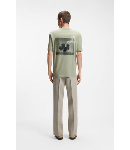 Hugo Cotton Jersey T Shirt With Rear Graphic Light Green